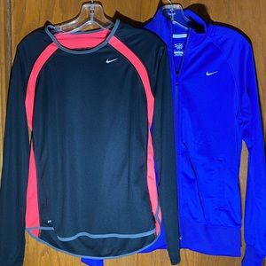 Two for One Sale: Nike Full Zipper Jacket, Nike LS T Shirt. Both Size M